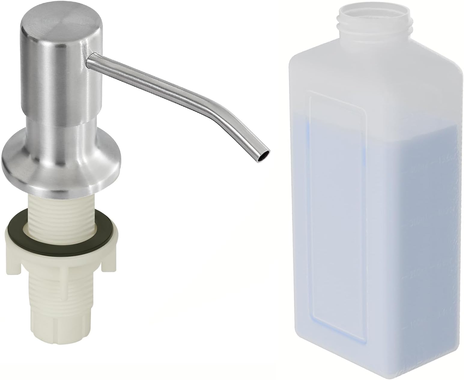 Soap Dispenser for Kitchen Sink, Brushed Nickel Built in Sink Soap Dispenser, Stainless Steel Kitchen Soap Pump Head with 17oz Bottle