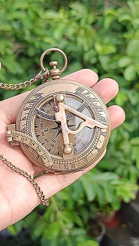 Brújula de Sol de Latón con Estuche de Cuero miniatura 3
