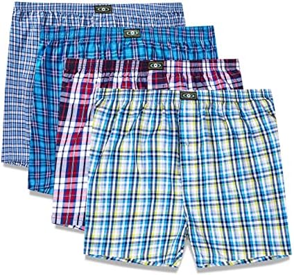 HAOSHIHE Mens cotton boxer shorts, woven boxer briefs for men with classic fit 4 pack