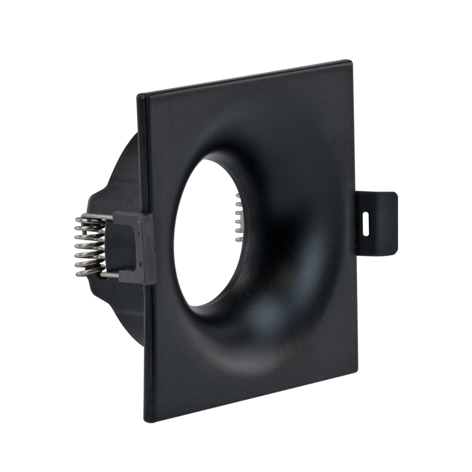 Popp® Marco Downlight ARO Marco Fijo con Curva Interior aluminio para bombilla GU10, MR16 Negro Cuadrado para corte de Ø70mm para pasillo, oficina, salon etc (Pack 10 unidad, Negro Cuadrado)