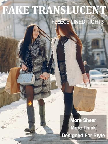 Image of MERYLURE Fleece Lined Tights Women Fake Translucent Winter Warm Thick Pantyhose Thermal Sheer Leggings for All Skin Tone