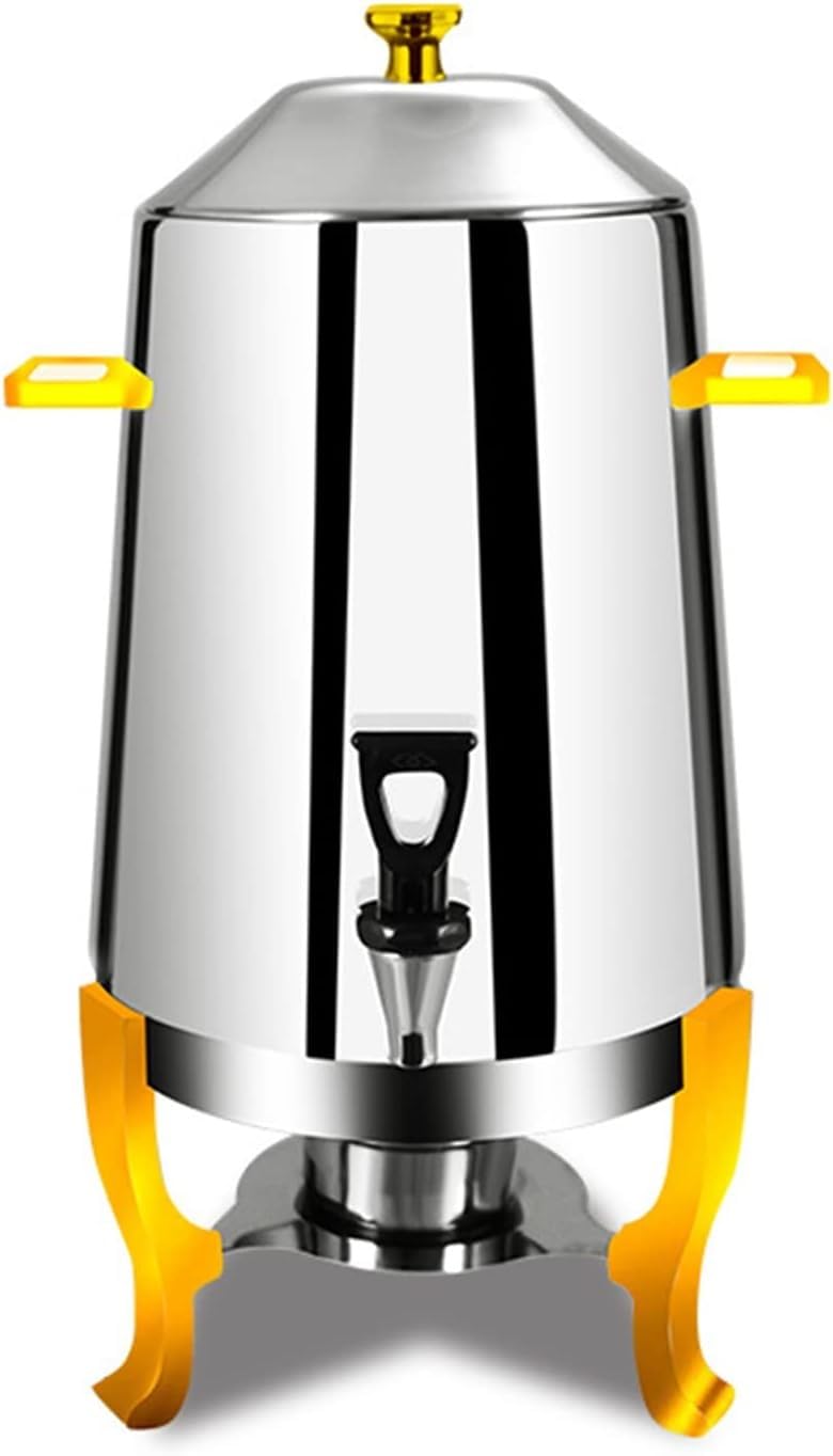 HCZKIUJY Commercial Cold Drink Machine, Stainless Steel Coffee Urn with Leak-Proof Spigot, 13L Hot Beverage Dispenser Dual Handle, Base And Lid (Gold)