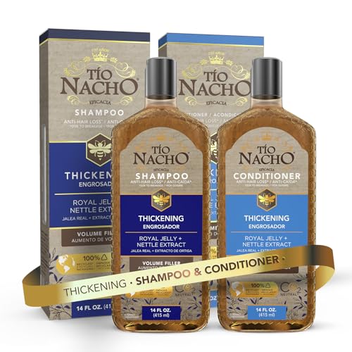 Tio Nacho Thickening Shampoo & Conditioner Set for Thinning Hair – Hair Loss Shampoo for Men & Women + Thickening Conditioner with Natural Extracts to Volumize Hair – Paraben Free, 14 fl oz Each