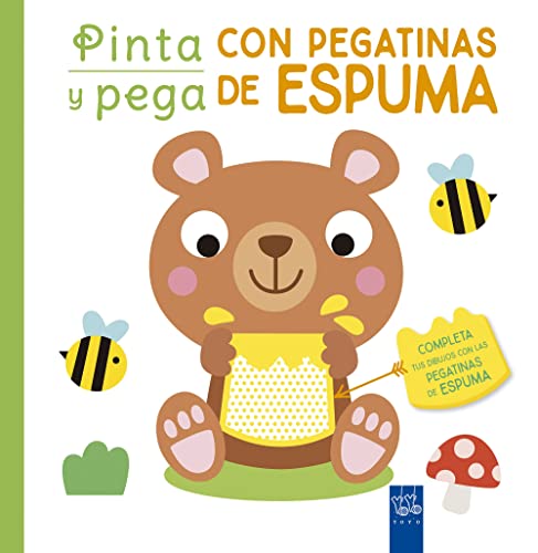 Portada de Pinta y pega con pegatinas de espuma. Verde