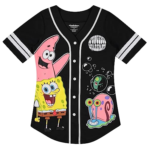 Maillot de baseball femme Bob l'éponge et Patrick en maille respirante à boutons