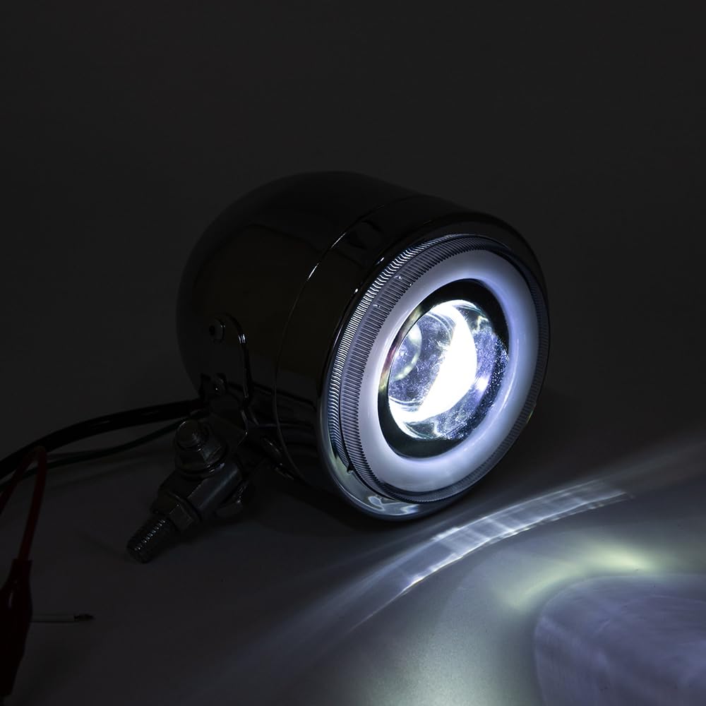 Faros Auxiliares de Moto LED Faro Motos Dobles Faros Antiniebla Moto Compatible Bobber Street Cafe Racer (chrome)