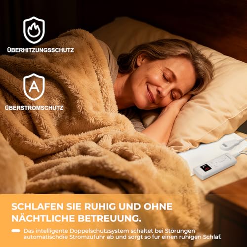 staronce Heizdecke 150x80 cm, Heizunterbett, Wärmeunterbett mit 10 Heizstufen, Abschaltautomatik, Überhitzungsschutz, Maschinenwaschbar für wohlige Wärme Wärmedecke