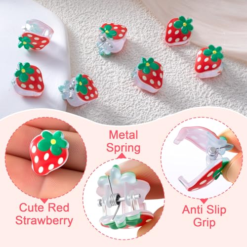 20 piezas Pinzas Mini Fresas Rojas para Cabello miniatura 4