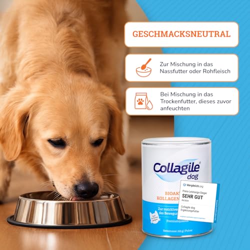 Testsieger: SEHR GUT für Gelenke, Knochen, Muskeln, Bändern und Sehnen - rein natürlich für Hunde und Katzen - Collagile Dog 225g für mehr Lebensfreude
