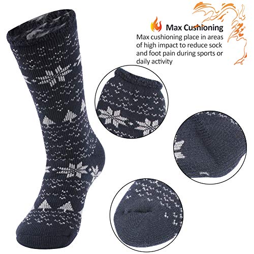 Sunew Thermal Skating Hunting Socks, Men Extra Warm Fluffy Insulated Heated Thick Calf Winter Hike Athletic Outdoor Snowboarding Heavy Hot Home Slipper Feet Fisherman 1 Pair Navy Medium #TOP3