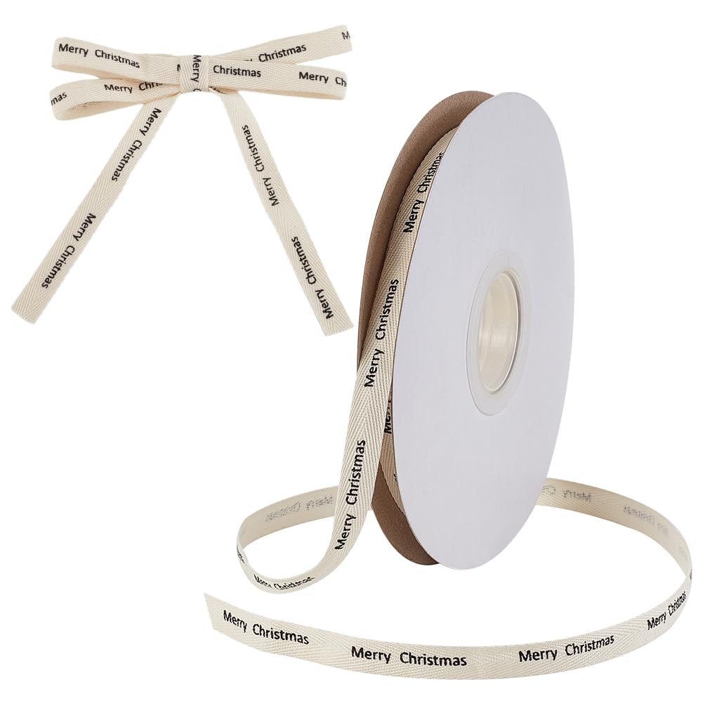 Amazon | OLYCRAFT 20m リボン クリスマスリボン 幅10mm 白 「Merry