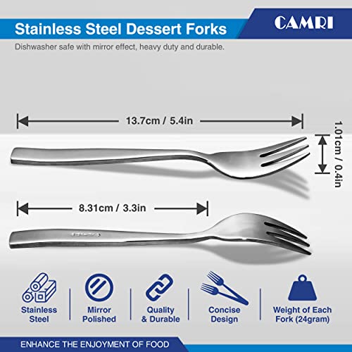 CAMRI Mini Cake Fork for Dessert Pastry, Fruit & Salad, Stainless Steel Small Forks Pack of 6, 5.4 Inch - Image 2