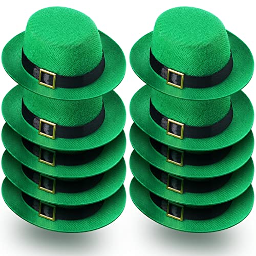 10 Pieces Mini Leprechaun Hats Mini Party Hat with Buckle Mini Green Top Hat Mini St. Patrick's Day Hat DIY Decoration for St. Paddy's Day Dolls Craft Projects Birthday Party Wedding Family Gathering