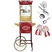Olde Midway Movie Theater-Style Popcorn Machine Maker with Cart and 10-Ounce Kettle - Red, Vintage-Style Popper on Wheels