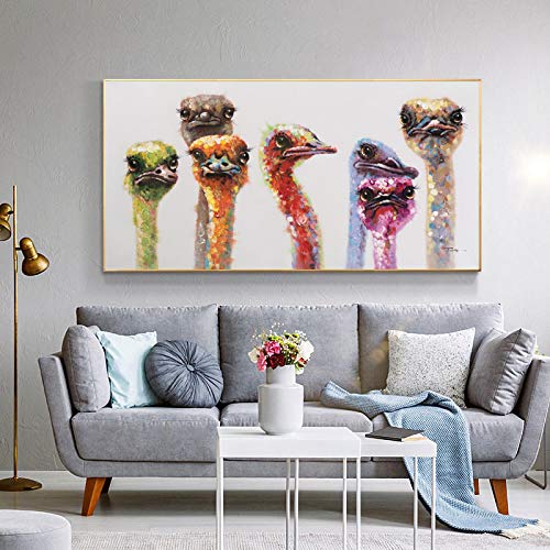 Amazon｜絵画絵カラフルな鳥の家族の絵リビングルームの家の装飾の