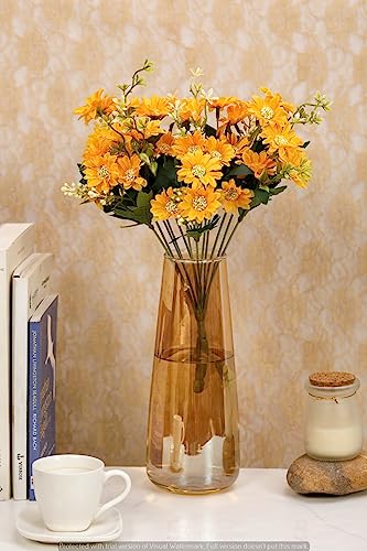 Image of SATYAM KRAFT 1 Pcs Artificial Daisy Flower Bunch | Realistic Look & Charming Flowers | Bouquet for Home Decor, Bedroom, Balcony, Wedding (Without Vase Pot) (Yellow)
