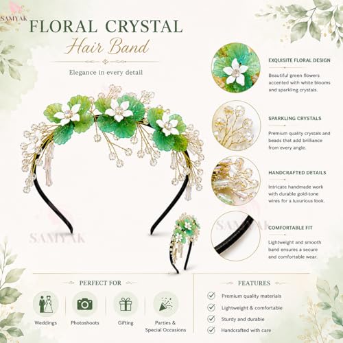 Image of Samyak Pearl & Crystal Hair Band Accessories For Women & Girls, Stylish Tiara Headband For Wedding Party Juda Bun Fashion For Bridal Hair Decoration Accessory