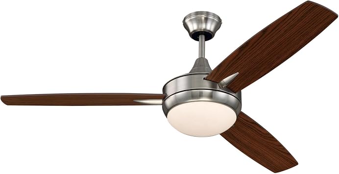 Craftmade TG52GBK3 Targas 52 Ceiling Fan | Gloss Black Finish Brushed Polished Nickel/Walnut Blades