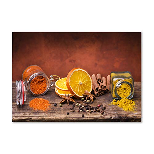 Fond de hotte 100x70cm en verre trempé pour décorer la cuisine motif épices