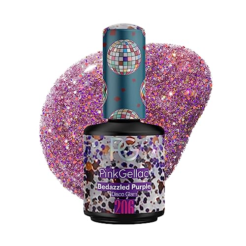 Pink Gellac Bedazzled Purple Semi permanentny lakier do paznokci 206 15 ml - łatwy w użyciu fioletowy żelowy lakier do paznokci - półtrwały łatwy do usunięcia - lakier żelowy wyprodukowany w Holandii