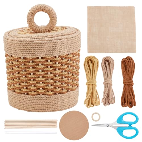 FREEBLOSS Macrame Basket Kit DIY Macrame Kit for Beginners Video Tutorials Basket Weaving Craft Adults Macrame Craft Kit for Gift