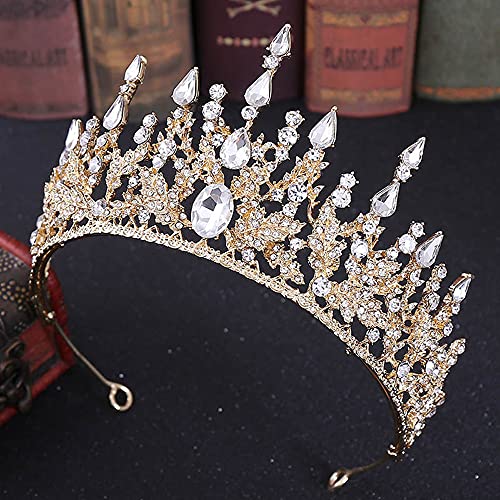 Didder Vintage Baroque Crown, Gold Tiaras and Crowns for Women, Rhinestones Queen Crown Tiaras for Women Girls Crystal Princess Crown Hair Accessories for Bride Wedding Birthday Prom Gift