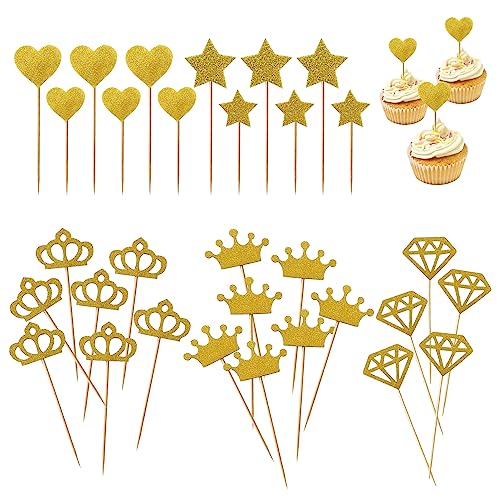 52 pezzi, decorazione per torte, corona, stelle e