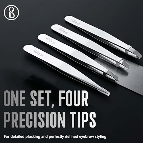 Image of Beaute Secrets 9-in-1 Tweezers & Nail Cutter Set for Men & Women | Plucker for Hair Removal | Eyebrow Tweezers, Nail File, Scissors & Travel Case - Manicure Pedicure Grooming Set