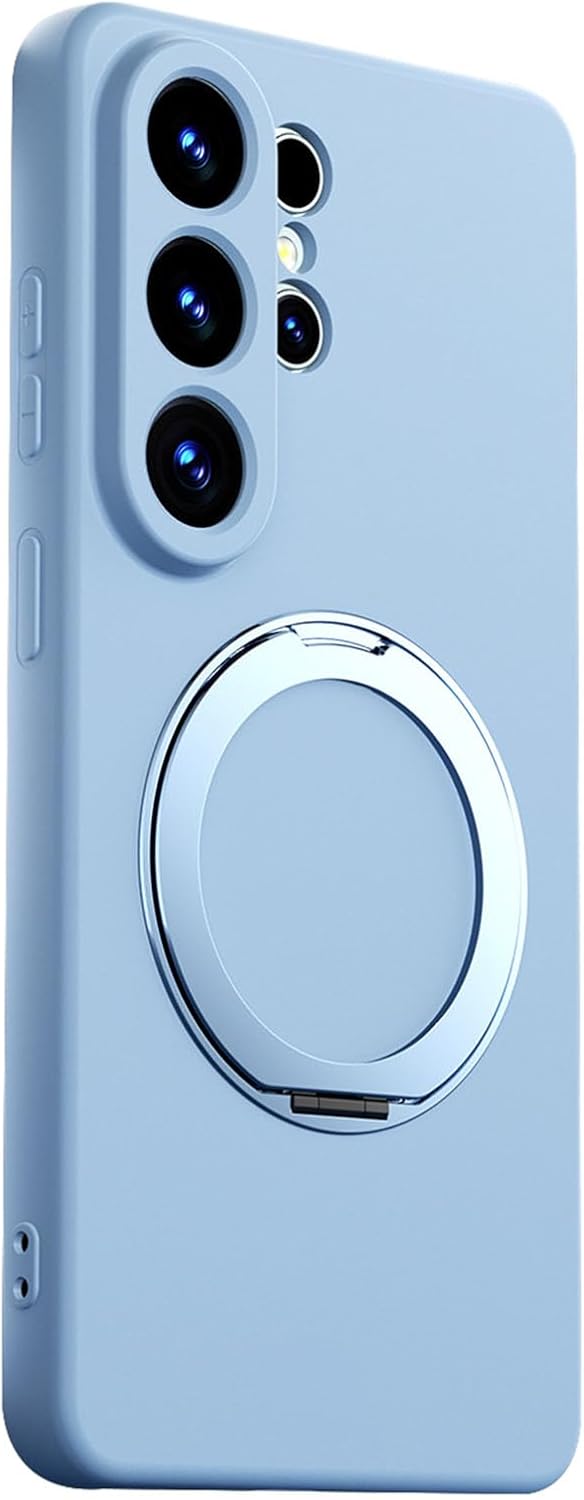 Ultra Thin Case for Samsung Galaxy S26 Ultra/S26+/S26, Liquid Silicone Camera Protection Magnetic Cover Minimalist Fiber Lining Ring Shell,Blue,S26 Ultra