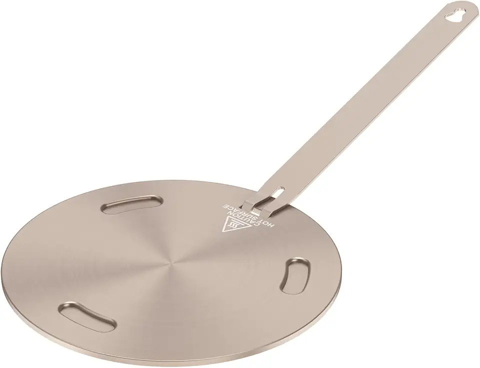 Placa de condução de calor para fogão a gás placa difusora de calor portátil com alça removível placa adaptadora de indução de aço inoxidável placa difusora de calor para panelas de café e leite