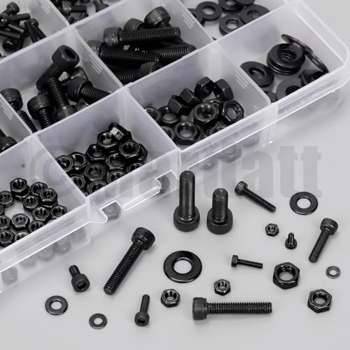 Mardatt 595 Stück M2 M2.5 M3 M4 M5 Messing Gewindeeinsätze mit Hex Socket Head Cap Schrauben Muttern Kit, Messing Heat Set Einsatz metrische Knurled Muttern & Maschinenschrauben