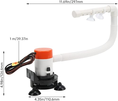 Miniatura 7 de DAUERHAFT Bomba de ahorro de pescado, aireador de cebo de flujo máximo de 350 GPH de alta eficiencia para cualquier contenedor