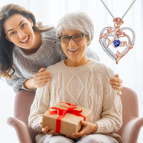 Iefil-Christmas-Gifts-for-Mom-Mom-Birthday-Gifts-Mom-Personalized-Gifts-Mothers-Day-Valentines-Day-Gifts-for-MomBonus-MomNew-MomMother-in-law-925-Sterling-Silver-Rose-Heart-Birthstone-Necklace