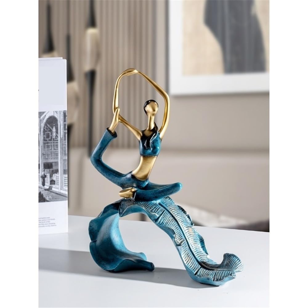 Moderne Sculpture Abstraite exquise en résine, Forme de Fille créative, Action Yoga, Artisanat Statue