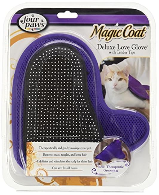 Four Paws Magic Coat Cat Grooming Deluxe Love Glove with Tender Tips-wTslp4VS