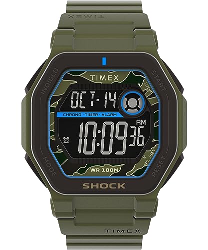Timex Men's Command 45mm Watch - Green Strap Digital Neg Display Dial Green Case