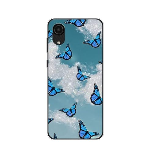 KARTXITAI Case Compatible with Samsung Galaxy A03 Core,Shockproof Slim Thin Silicone Protective Anti-Fingerprint Anti-Scratch Anti-Fall Phone Cover - Blue Butterfly