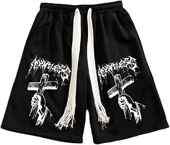 Oversized Long Shorts Men Boy Teen Streetwear Plus Size Sports Waistband Goth Punk Summer Shorts Walking Beach Home