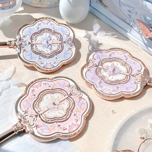 Flower Knows Butterfly Cloud Collar Hand Mirror,Vintage Chinese Round Fan Design,Fancy & Pretty Princess Handheld Mirror with Long Handle,Gift for Girls & Women(Lotus Pink) by Flower Knows - Image 4