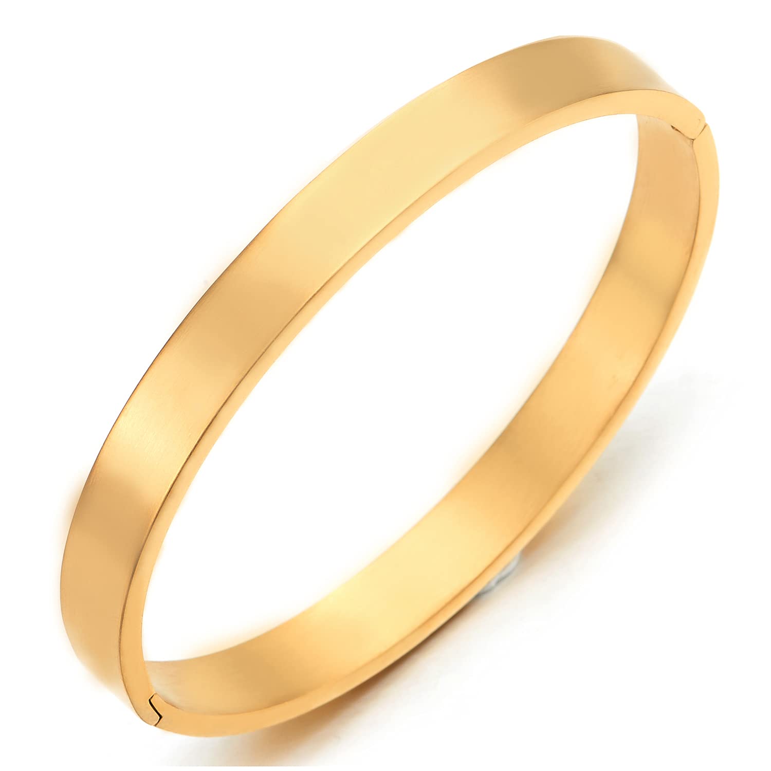 COOLSTEELANDBEYOND Clásico, Pulsera de Hombre Mujer, Brazalete de Acero Inoxidable, Satinado