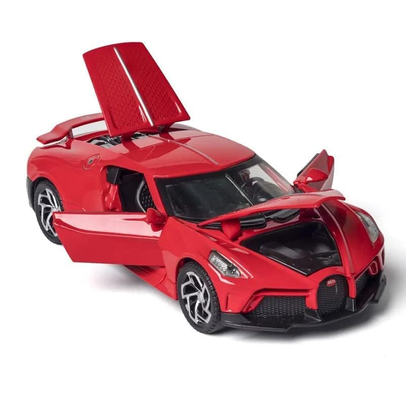 Image of 1:32 Scale Bugatti la Voiture Noire Toy Car | Metal Pullback Diecast Car for Kids with Openable Doors, Sound, Light Effects Toy for Car Enthusiasts (Color As Per Available),black