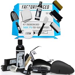 FACTORY LACED Shoe Cleaning Kit – Complete Sneaker Cleaner with 4 Brushes, 8oz Solution, Shoe Trees & Microfiber Towel – Works on Leather, Suede, Canvas & Mesh