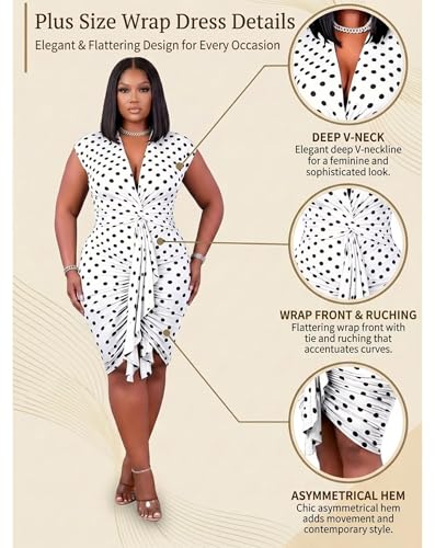 Image of IyMoo Women's Sexy Plus Size Bodycon Sleeveless Drawstring Ruched Mini Club Dresses