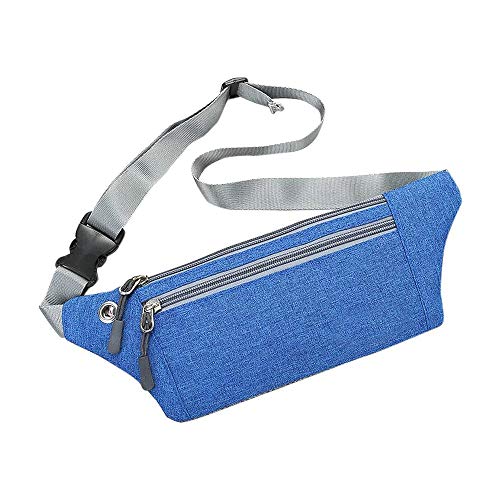 Bocotoer Riñonera deportiva para correr con banda ajustable, para hombres y mujeres, color azul