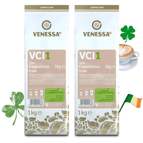 VENESSA Cappuccino Irish VCI1 - Polvo aromatizado para bebidas (2 x 1 kg, con café soluble, con consistencia cremosa, apto para máquina expendedora)