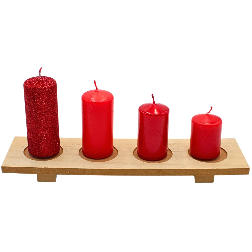 CANDWAX Lot De 4 Bougies Pilier De L'Avent Rustiques Non Parfuées Et