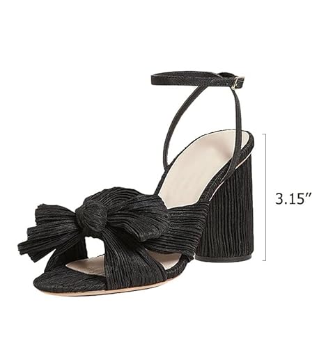 Vimisaoi-Womens-High-Block-Chunky-Heel-Sandals-Fashion-Open-Toe-Ankle-Buckle-Strap-Pleated-Bow-Heel-Sandals-Wedding-Dress-Shoes-Pumps | A2Z Store