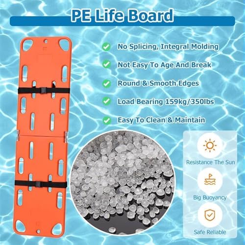 Folding Stretcher 2/4-Fold, PE Floating Stretcher, 350 lbs Load Capacity, Emergency Transport for Home, Clinic, Hospital & Stadium Use, Durable & Lightweight