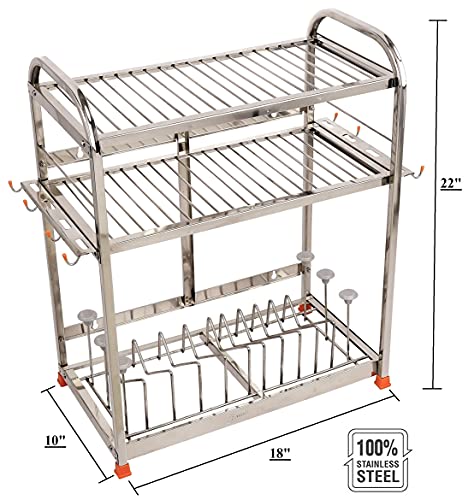 Image of AMOL Premium Stainless Steel Dish Rack | Utensils Stand | Kitchen Rack | Vessels Stand | Plate Holder | Pathre Rack | Kitchen Organizer | Wall Mount Rack