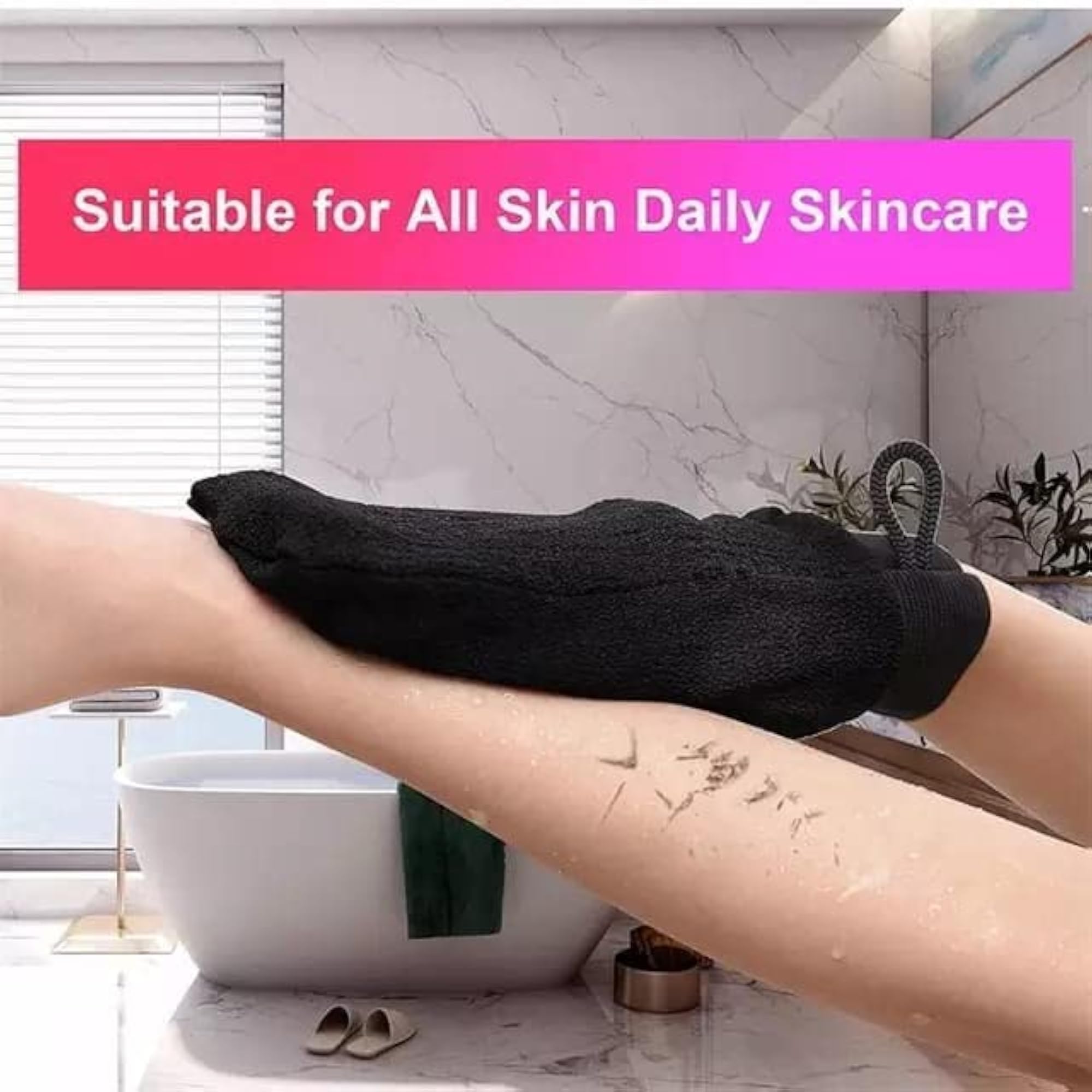 Natural Stone Jade Roller & Gua Sha Stone with Exfoliating Gloves